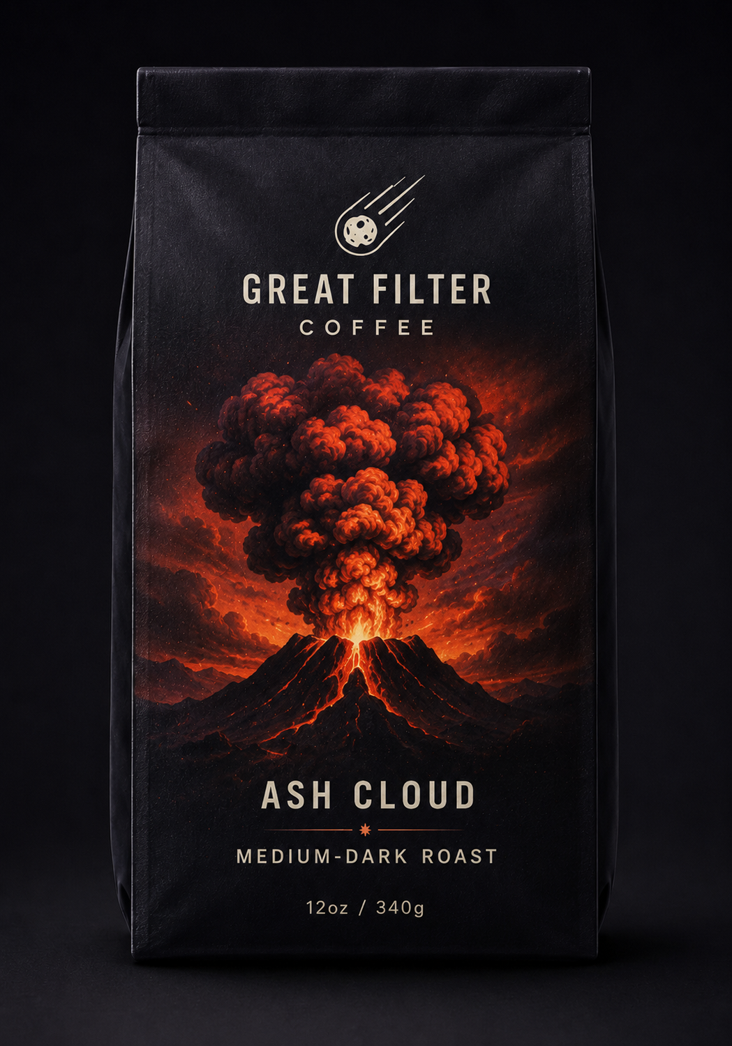 Ash Cloud medium-dark roast coffee bag
